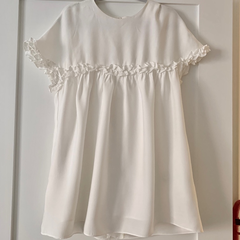 ZARA Trafaluc collection white dress with ruffles/ Size S